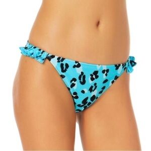 CALIFORNIA SUNSHINE Women's Blue Bikini Ruffled Hipster Swimsuit Bottom-NWT